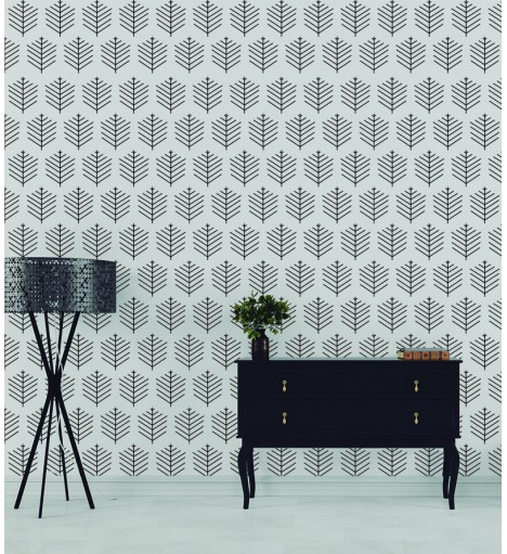 Papel de parede Folhagem geométrica em cores de preto.