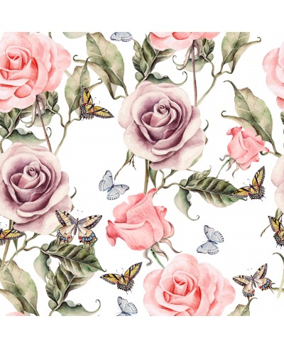 Papel de parede floral com fundo branco e flores rosas e roxas Papel de parede floral com fundo branco e flores rosas e roxas