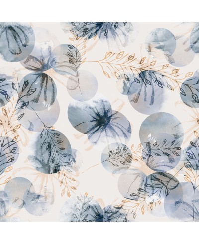 Papel de parede contemporâneo com desenhos em flores e trigos