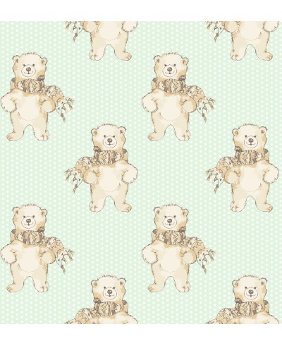 Papel de parede com ursinhos e listras em tons de azuis Papel de parede com ursinhos e listras em tons de azuis