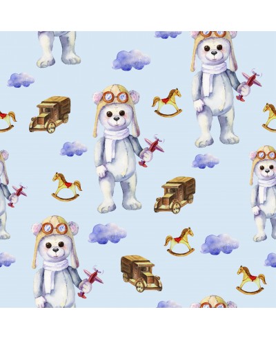 Papel de parede com Ursinhos, nuvens e cavalinhos Papel de parede com Ursinhos, nuvens e cavalinhos