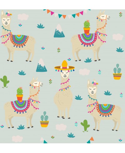 Papel de parede com Lhama, cactos e montanhas