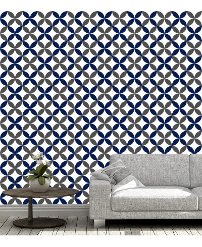 Papel de parede Flor geométrica Azul e cinza Papel de parede Flor geométrica Azul e cinza