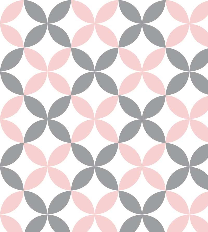 Papel de parede Flor geométrica Rosa e Cinza claro