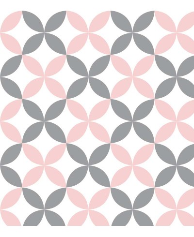 Papel de parede Flor geométrica Rosa e Cinza claro Papel de parede Flor geométrica Rosa e Cinza claro