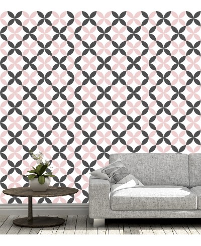 Papel de parede Flor geométrica Rosa e Preto Papel de parede Flor geométrica Rosa e Preto