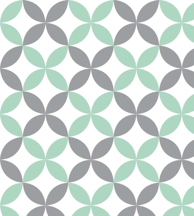 Papel de parede Flor geométrica Verde e Cinza Claro