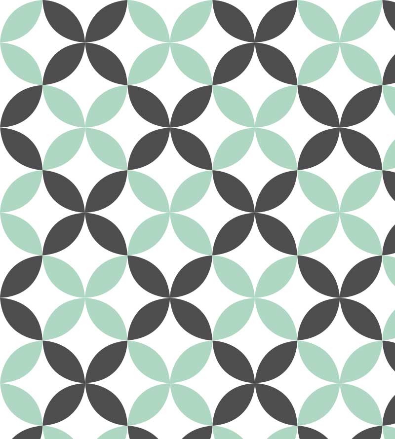 Papel de parede Flor geométrica Verde e Cinza