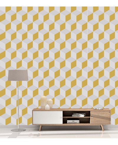 Papel de parede Triangulos 3d amarelo e cinza Papel de parede Triangulos 3d amarelo e cinza