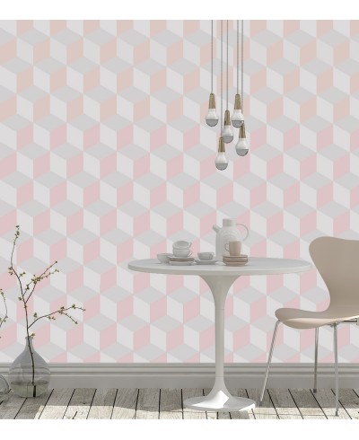 Papel de parede Triangulos 3d Rosa e cinza Papel de parede Triangulos 3d Rosa e cinza