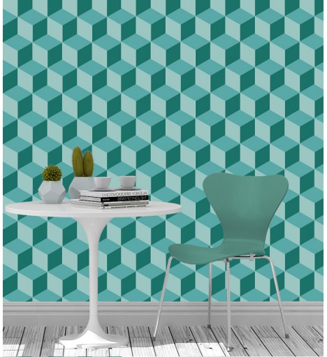 Papel de parede Triangulos 3d Verde