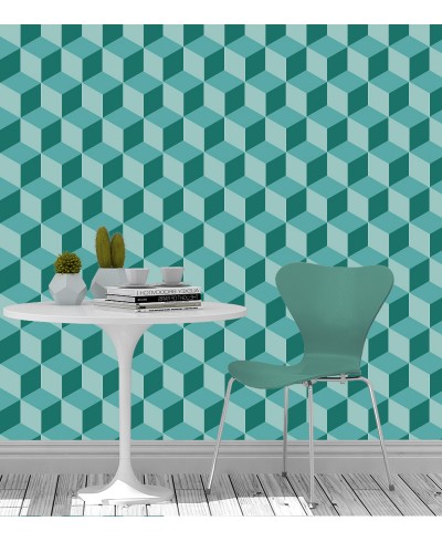 Papel de parede Triangulos 3d Verde Papel de parede Triangulos 3d Verde