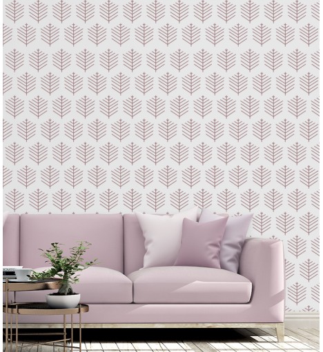 Papel de parede Folhagem geométrica em cores de rosa