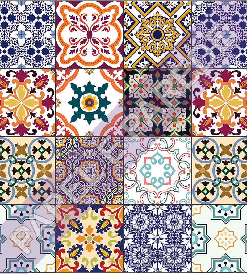 Adesivo De Azulejo Coloridos Português