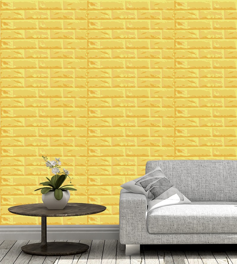 Papel de parede Tijolinhos amarelo