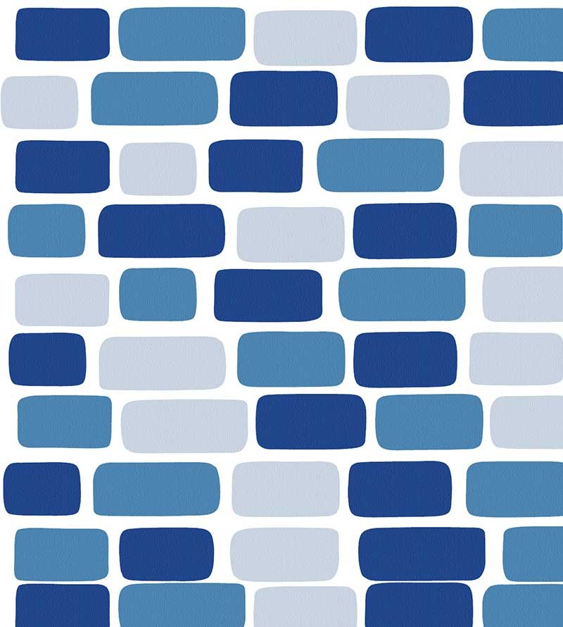 Papel de parede Tijolinhos azul texturizado