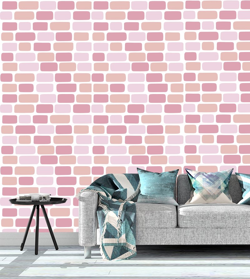 Papel de parede Tijolinhos Rosa texturizado