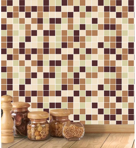 Adesivo Azulejo Pastilhas Em Tons de bege, amarelo e marrom