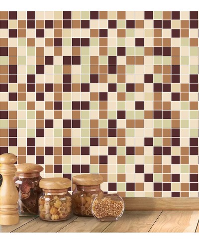 Adesivo Azulejo Pastilhas Em Tons de bege, amarelo e marrom Adesivo Azulejo Pastilhas Em Tons de bege, amarelo e marrom