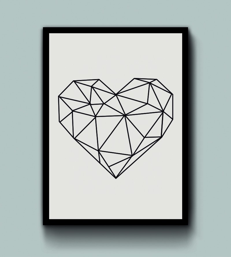 Kit Quadros coração, borboleta e diamante geométricos