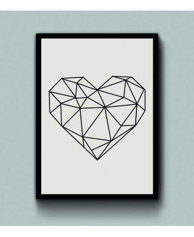 Kit Quadros coração, borboleta e diamante geométricos Kit Quadros coração, borboleta e diamante geométricos