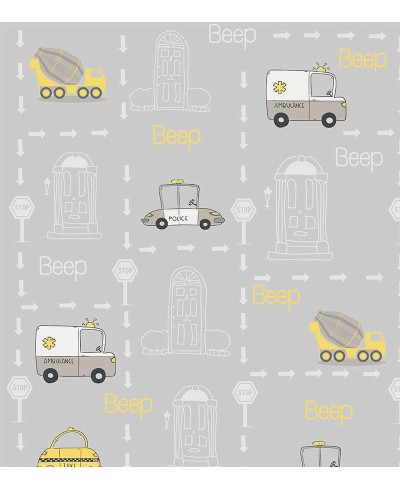 Papel de parede com Carrinhos da cidade em tons de cinza Papel de parede com Carrinhos da cidade em tons de cinza