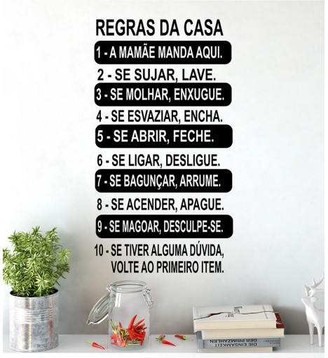 Adesivo de parede Regras da Casa