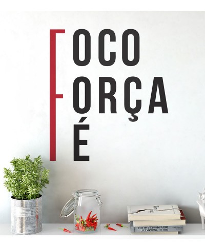 Adesivo de parede Foco, Força e Fé Adesivo de parede Foco, Força e Fé