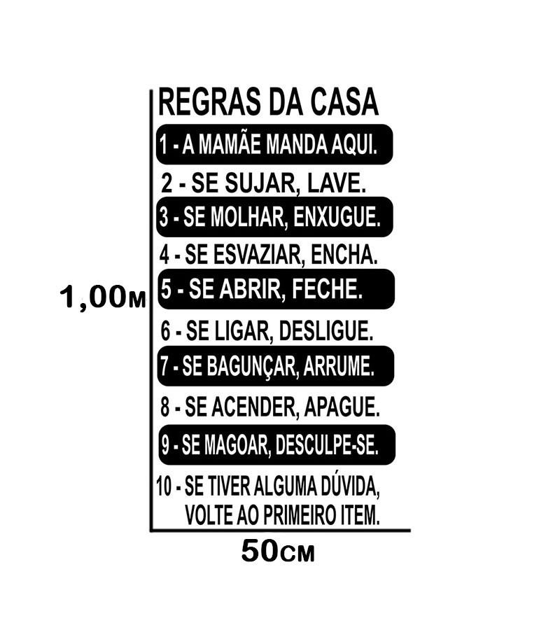 Adesivo de parede Regras da Casa
