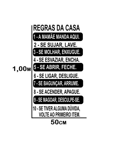 Adesivo de parede Regras da Casa