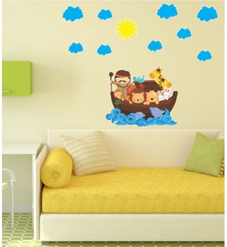 Sticker Arca de Noé, Animais, Nuvens e sol