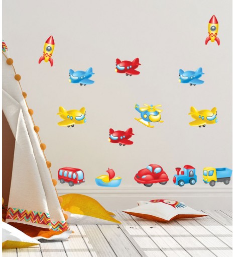 Sticker Carros, Aviões e Foguetes