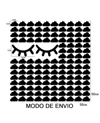 Adesivo de Parede Cílios Cute com Nuvens