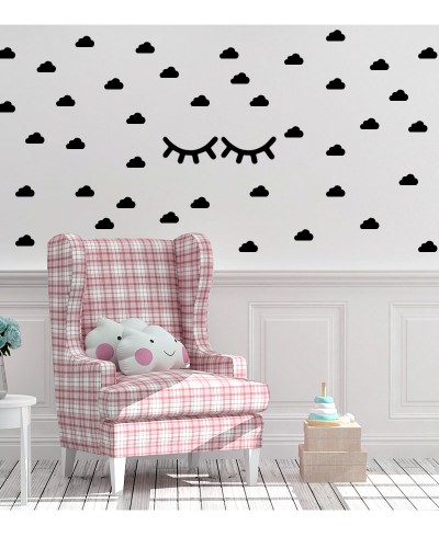 Adesivo de Parede Cílios Cute com Nuvens