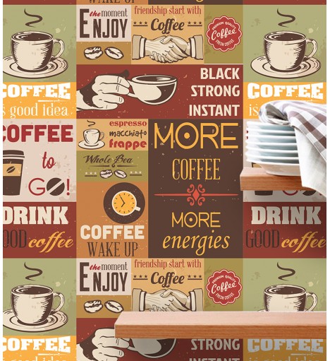 Adesivo Azulejos Retro Vintage Coffee