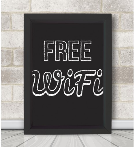 Poster Decorativo Free Wifi com Moldura