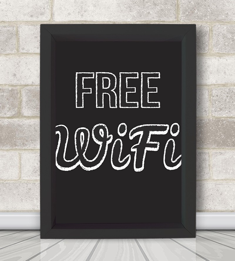 Poster Decorativo Free Wifi com Moldura