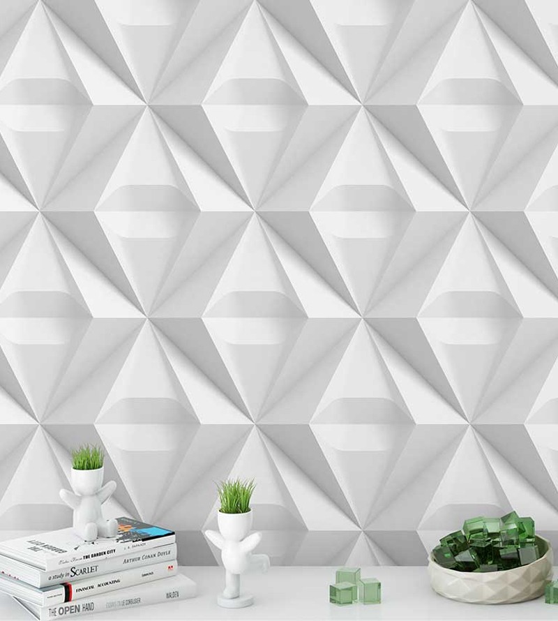 Papel de Parede Adesivo 3D Cinza e Branco Xadrez – Decore 3D