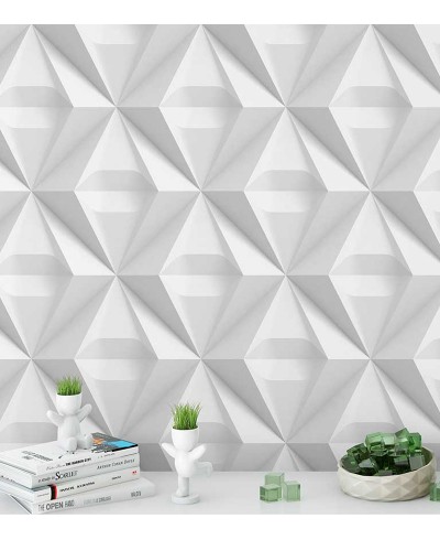 Papel de Parede 3D Triangulos em tons de branco e cinza