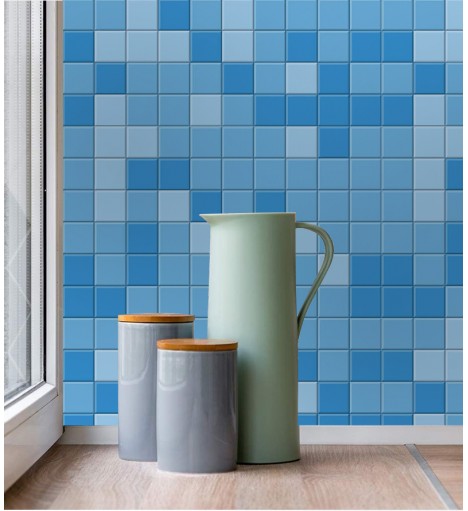 Adesivo de Parede Azulejo Pastilha azul