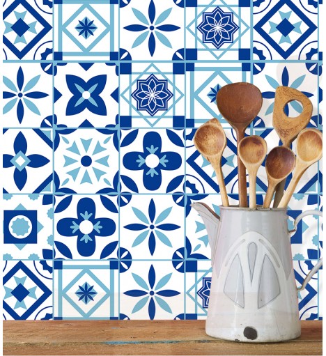 Azulejo Hidráulico em Desenhos Grego Azul