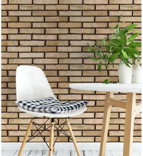 Papel de Parede Adesivo Tijolo Bege