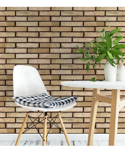 Papel de Parede Adesivo Tijolo Bege