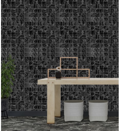 Papel de Parede Adesivo Textura Marmore Preto