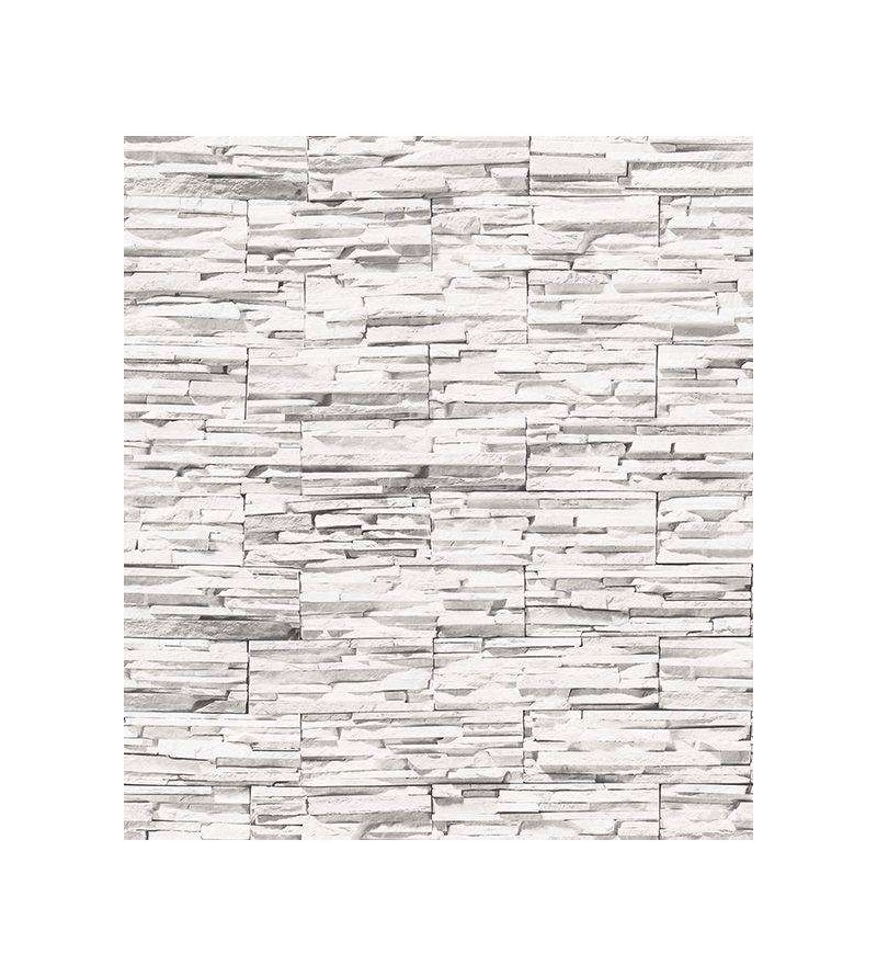 Papel de parede estilo pedras canjiquinhas em tons de cinza e branco - Textura 50
