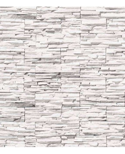 Papel de parede estilo pedras canjiquinhas em tons de cinza e branco - Textura 50