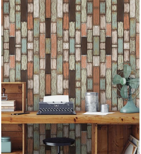 Papel de Parede Tacos Coloridos madeira