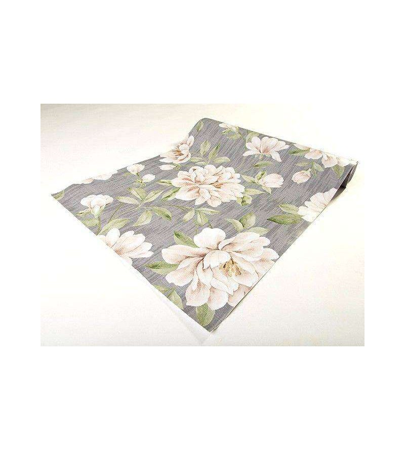 Papel de parede em tons cinza, com desenhos em tons verde, bege e pequenos detalhes amarelos - Dream 15