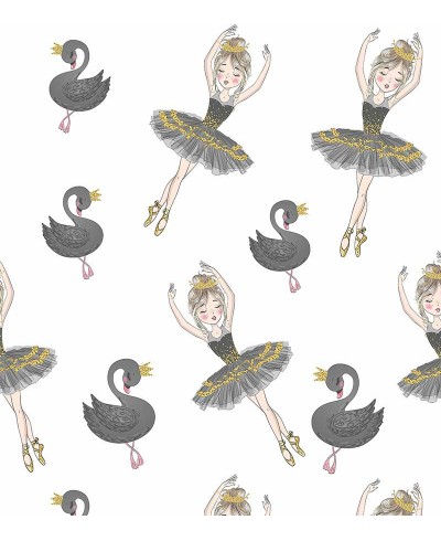 Papel de parede Balé Lago dos cisne, Em tons de preto e dourado Papel de parede Balé Lago dos cisne, Em tons de preto e dourado