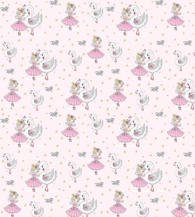 Papel de parede Balé Lago dos cisnes em tons de Rosa, amarelo, preto e cinza